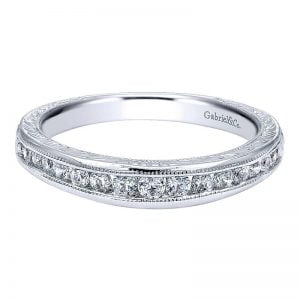 14k White Gold Diamond Curved Wedding Band WB10118W44JJ