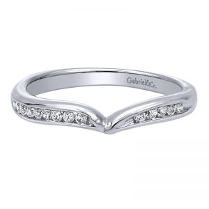 14k White Gold Diamond Curved Wedding Band WB10124W44JJ