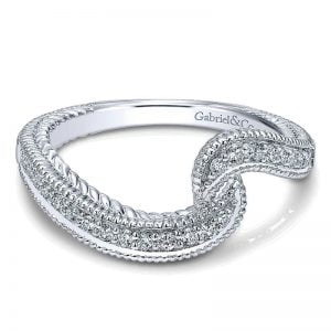 14k White Gold Diamond Curved Wedding Band WB10126W44JJ