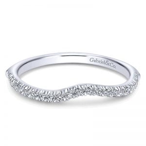 14k White Gold Diamond Curved Wedding Band WB10128W44JJ
