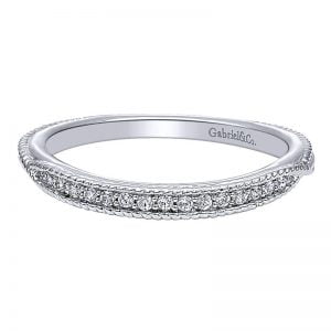 14k White Gold Diamond Curved Wedding Band WB10132W44JJ
