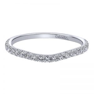 14k White Gold Diamond Curved Wedding Band WB10152W44JJ