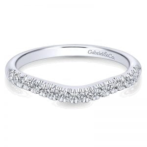 14k White Gold Diamond Curved Wedding Band WB10180W44JJ