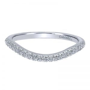 14k White Gold Diamond Curved Wedding Band WB10188W44JJ
