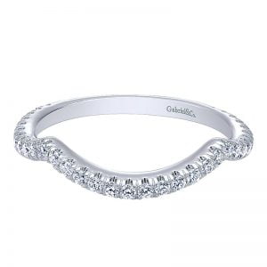 14k White Gold Diamond Curved Wedding Band WB10192W44JJ