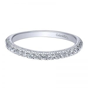 14k White Gold Diamond Curved Wedding Band WB10197W44JJ