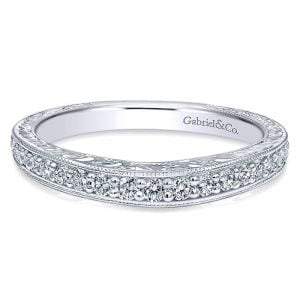 14k White Gold Diamond Curved Wedding Band WB10217W44JJ