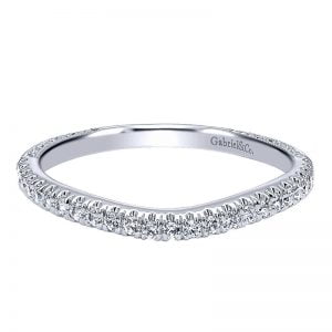 14k White Gold Diamond Curved Wedding Band WB10218W44JJ