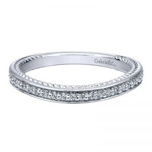 14k White Gold Diamond Curved Wedding Band WB10237W44JJ