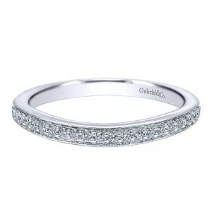 14k White Gold Diamond Curved Wedding Band WB10246W44JJ