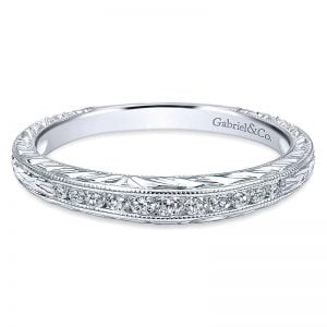 14k White Gold Diamond Curved Wedding Band WB10276W44JJ