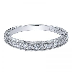 14k White Gold Diamond Curved Wedding Band WB10277W44JJ