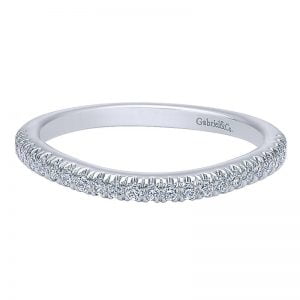 14k White Gold Diamond Curved Wedding Band WB10289W44JJ