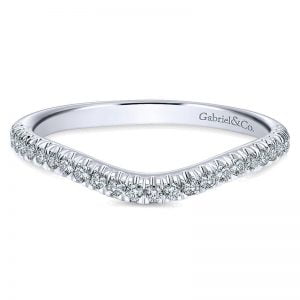14k White Gold Diamond Curved Wedding Band WB10291W44JJ