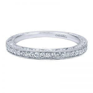 14k White Gold Diamond Curved Wedding Band WB10294W44JJ