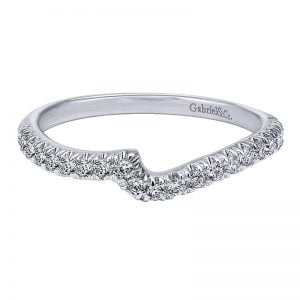 14k White Gold Diamond Curved Wedding Band WB10295W44JJ