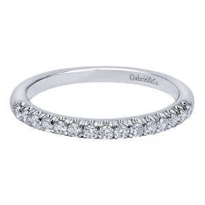 14k White Gold Diamond Curved Wedding Band WB10300W44JJ