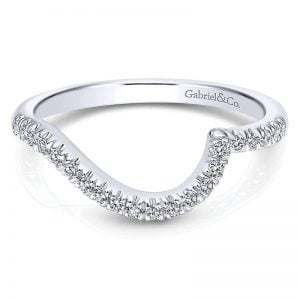 14k White Gold Diamond Curved Wedding Band WB10304W44JJ