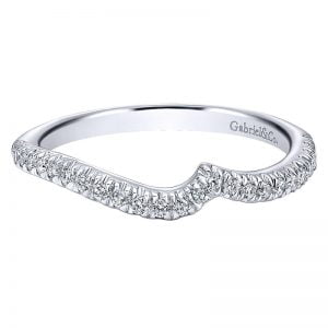14k White Gold Diamond Curved Wedding Band WB10308R3W44JJ