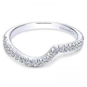 14k White Gold Diamond Curved Wedding Band WB10309W44JJ