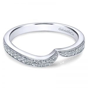 14k White Gold Diamond Curved Wedding Band WB10313W44JJ