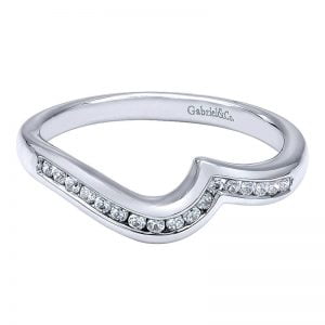 14k White Gold Diamond Curved Wedding Band WB10436W44JJ
