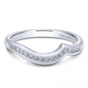 14k White Gold Diamond Curved Wedding Band WB10437W44JJ