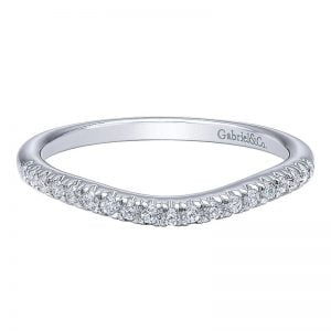 14k White Gold Diamond Curved Wedding Band WB10462W44JJ