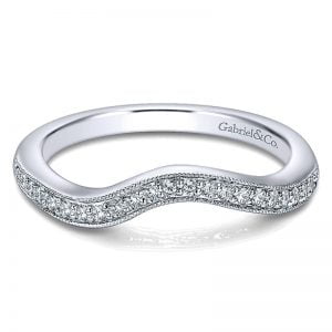 14k White Gold Diamond Curved Wedding Band WB10473W44JJ