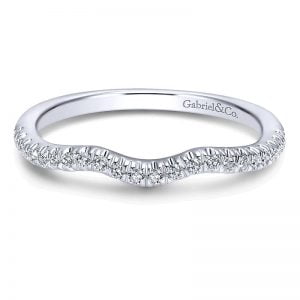 14k White Gold Diamond Curved Wedding Band WB10477W44JJ