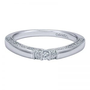 14k White Gold Diamond Curved Wedding Band WB10487W44JJ