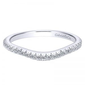 14k White Gold Contemporary Curved Wedding Band WB10488W44JJ