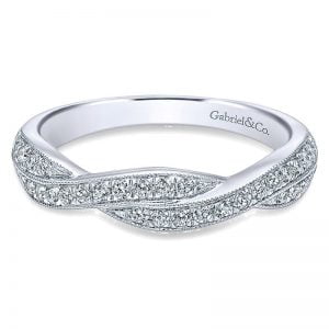 14k White Gold Diamond Curved Wedding Band WB10747W44JJ