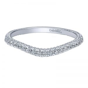14k White Gold Diamond Curved Wedding Band WB10748W44JJ