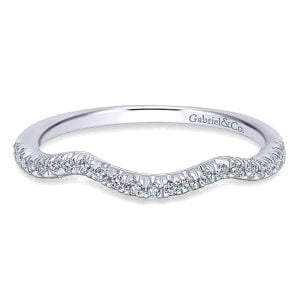 14k White Gold Diamond Curved Wedding Band WB10753W44JJ