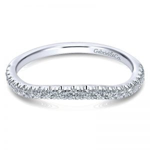 14k White Gold Diamond Curved Wedding Band WB10789W44JJ