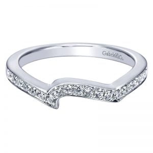 14k White Gold Diamond Curved Wedding Band WB11094W44JJ