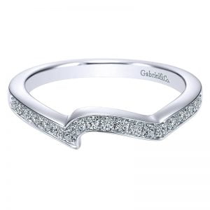 14k White Gold Contemporary Curved Wedding Band WB11095W44JJ