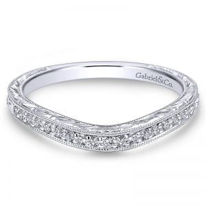 14k White Gold Diamond Curved Wedding Band WB11599R4W44JJ