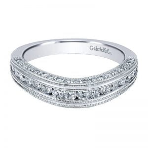 14k White Gold Diamond Curved Wedding Band WB11835R4W44JJ