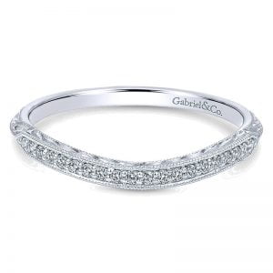 14k White Gold Diamond Curved Wedding Band WB11866R2W44JJ