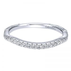 14k White Gold Diamond Curved Wedding Band WB12003R4W44JJ