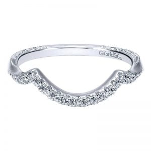 14k White Gold Diamond Curved Wedding Band WB12004R4W44JJ