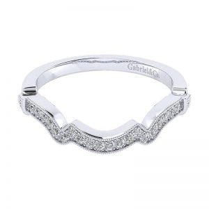 14k White Gold Diamond Curved Wedding Band WB12442W44JJ