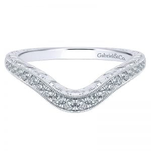 14k White Gold Diamond Curved Wedding Band WB12577R4W44JJ