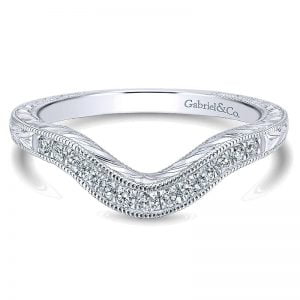 14k White Gold Diamond Curved Wedding Band WB12578R4W44JJ