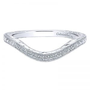 14k White Gold Diamond Curved Wedding Band WB12582R4W44JJ