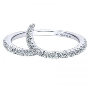 14k White Gold Diamond Curved Wedding Band WB12586R4W44JJ