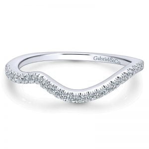 14k White Gold Diamond Curved Wedding Band WB12595R4W44JJ