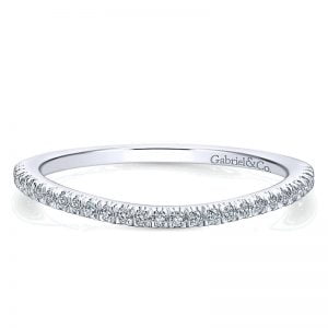 14k White Gold Diamond Curved Wedding Band WB12609R4W44JJ